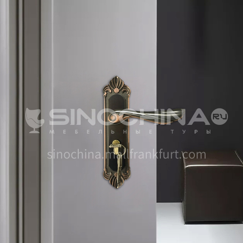 B Classic luxury zinc alloy French red bronze lock mute lock indoor wooden door lock set 46